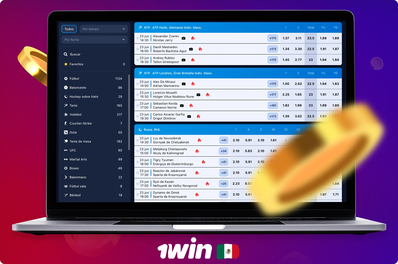 En la plataforma 1win, cada usuario registrado de México puede apostar en decenas de deportes