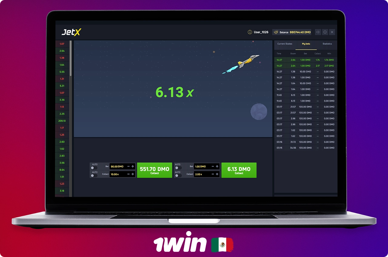Modo demo de JetX disponible para todos los usuarios de 1win desde México