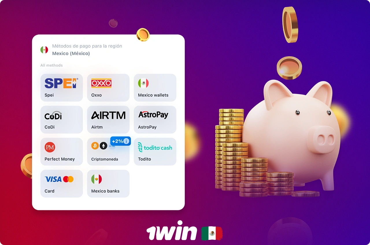Los usuarios mexicanos pueden depositar 1win de varias formas, incluida la criptomoneda