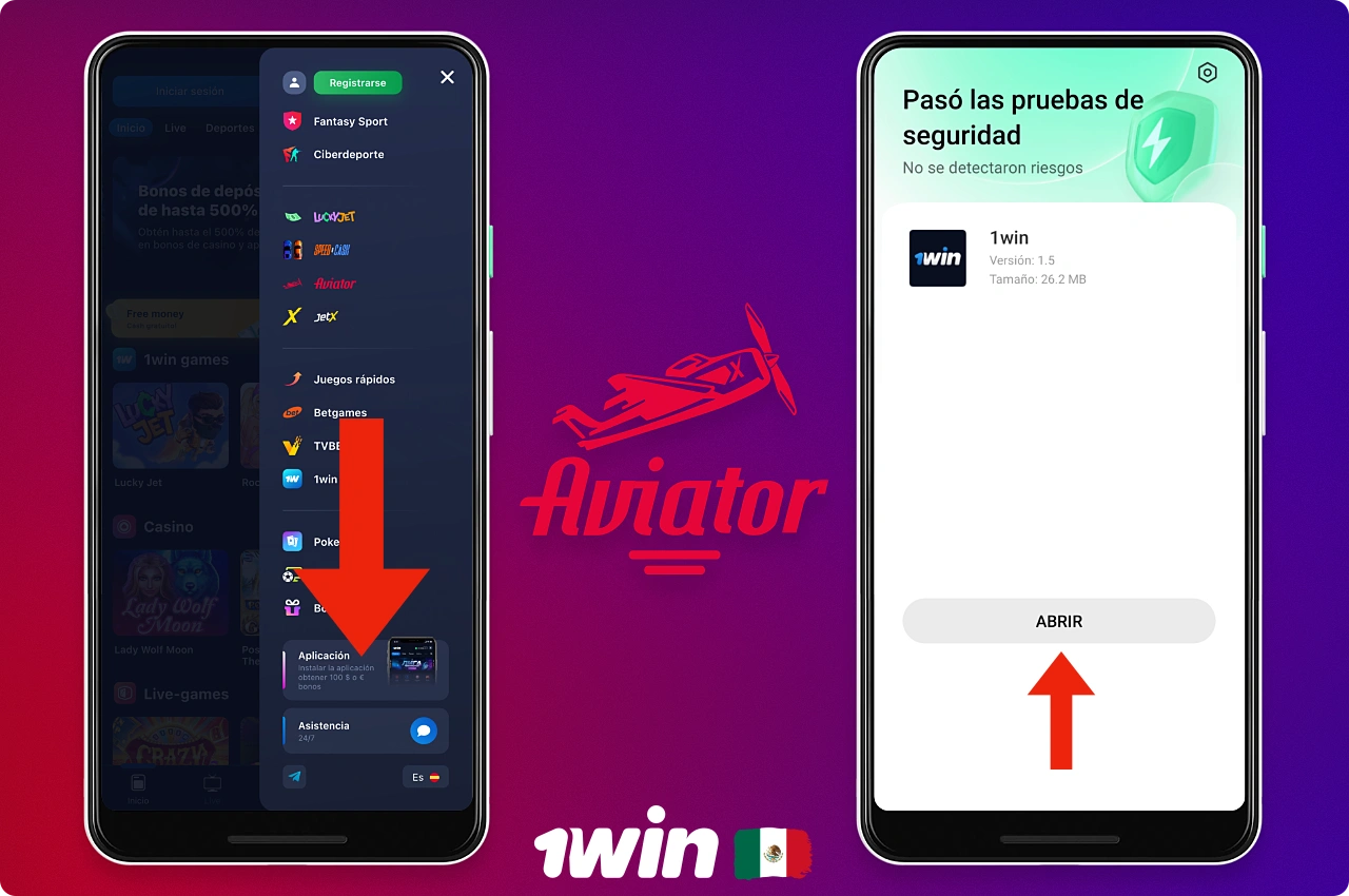 Puedes jugar a Aviator con la aplicación móvil 1win para Android y iPhone