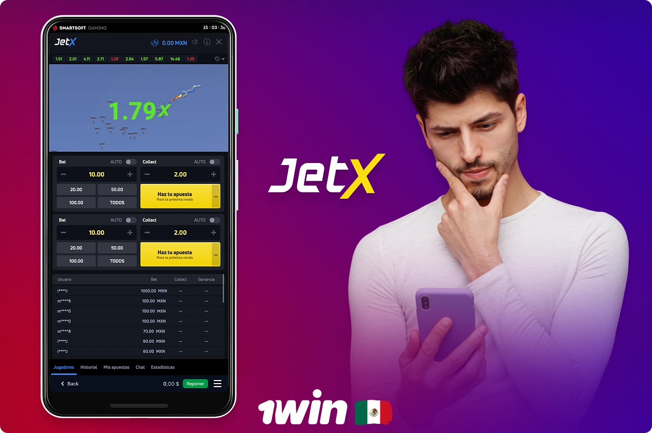 JetX es un juego de premio instantáneo disponible para todos los usuarios del casino 1win
