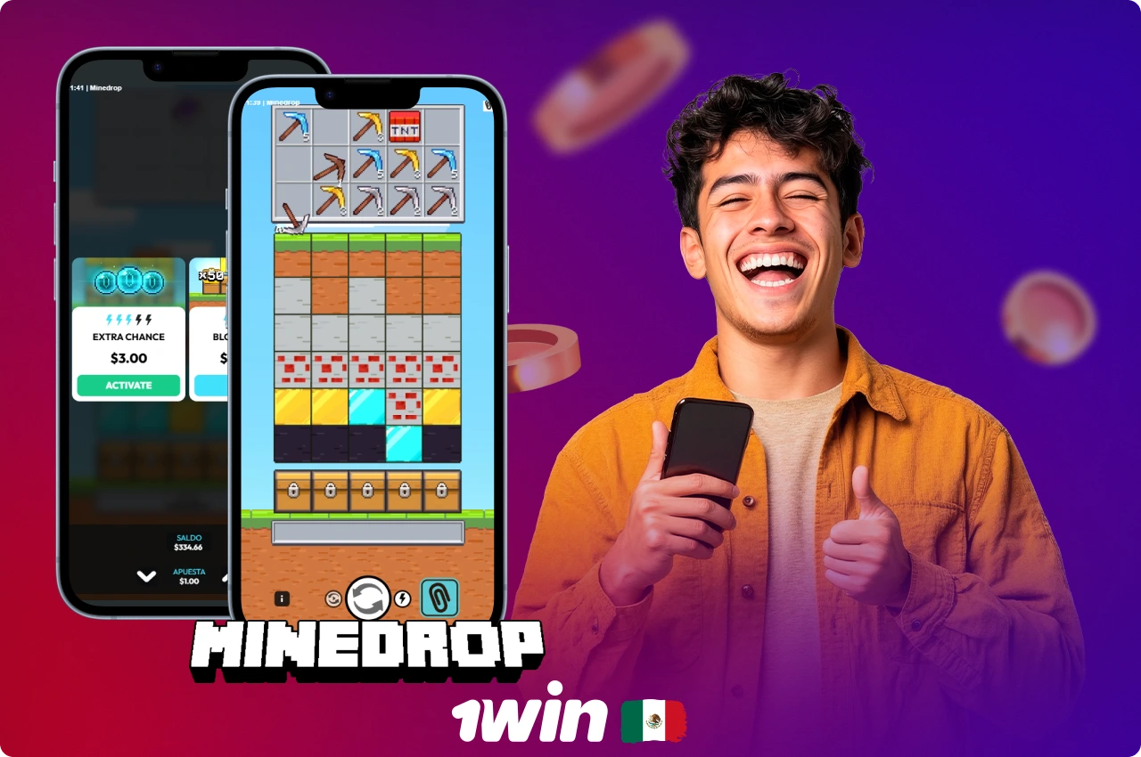 La aplicación móvil de 1win permite a los jugadores mexicanos acceder al juego MineDrop desde sus dispositivos iOS y Android